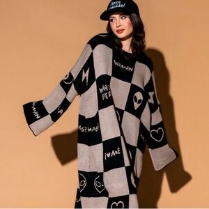 Dressed in LALA Checkered Sweater Dress - Size S/M